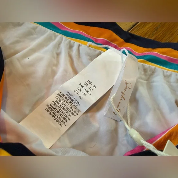 Sunshine 79 Multicolor Floral and Stripe Bikini Bottoms Women’s Size 10 NWT - Picture 5 of 12